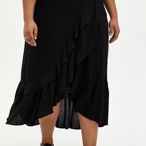 Torrid Challis Ruffle Hi-Low Hem Maxi Skirt 2X